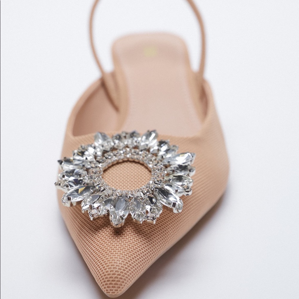 ZARA Jewel Trim Kitten Heels - Picture 3 of 6